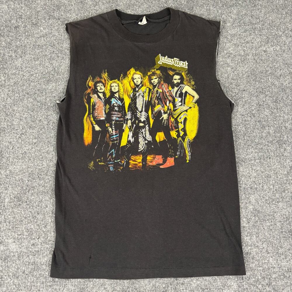 Vintage Judas Priest 1986 Shirt Cut Sleeves Turbo Fuel For Life SEE MEASUREMENTS